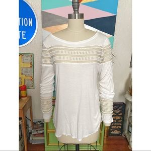 Free People Mesh Cutaway Long Sleeve Top